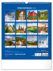 NOTIQUE Nástenný kalendár Česká republika CZ 2026, 30 x 34 cm