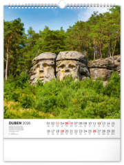 NOTIQUE Nástenný kalendár Česká republika CZ 2026, 30 x 34 cm