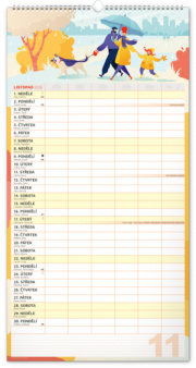 NOTIQUE Nástenný kalendár Rodinný plánovací XXL CZ 2026, 33 x 64 cm