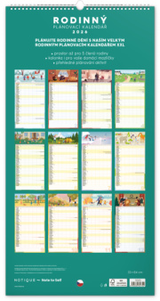 NOTIQUE Nástenný kalendár Rodinný plánovací XXL CZ 2026, 33 x 64 cm