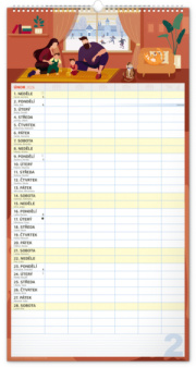 NOTIQUE Nástenný kalendár Rodinný plánovací XXL CZ 2026, 33 x 64 cm