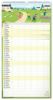 NOTIQUE Nástenný kalendár Rodinný plánovací XXL CZ 2026, 33 x 64 cm