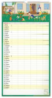 NOTIQUE Nástenný kalendár Rodinný plánovací XXL CZ 2026, 33 x 64 cm