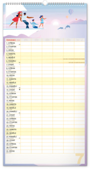 NOTIQUE Nástenný kalendár Rodinný plánovací XXL CZ 2026, 33 x 64 cm