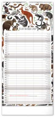 NOTIQUE Nástenný kalendár Rodinný plánovací Animalium CZ/SK 2026, 21 x 42 cm