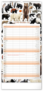 NOTIQUE Nástenný kalendár Rodinný plánovací Animalium CZ/SK 2026, 21 x 42 cm
