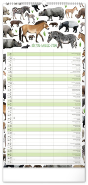 NOTIQUE Nástenný kalendár Rodinný plánovací Animalium CZ/SK 2026, 21 x 42 cm
