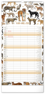 NOTIQUE Nástenný kalendár Rodinný plánovací Animalium CZ/SK 2026, 21 x 42 cm