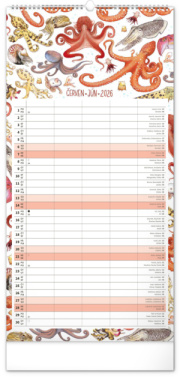 NOTIQUE Nástenný kalendár Rodinný plánovací Animalium CZ/SK 2026, 21 x 42 cm