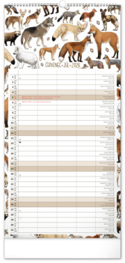 NOTIQUE Nástenný kalendár Rodinný plánovací Animalium CZ/SK 2026, 21 x 42 cm