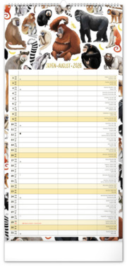 NOTIQUE Nástenný kalendár Rodinný plánovací Animalium CZ/SK 2026, 21 x 42 cm