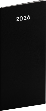 NOTIQUE Vreckový diár Čierny 2026, plánovací mesačný, 8 x 18 cm