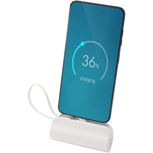 Alnair powerbanka 5000 mAh 10W z recyklovaného plastu s konektorom typu C, výklopným stojanček a káblom 2 v 1