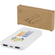 Adhil powerbanka z recyklovaného plastu s kapacitou 10 000 mAh a výkonom 10 W s dvoma vstavaními káblami