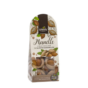 Mandle v bielej čokoláde so slaným karamelom