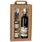 Darčekové balenie Červené víno Dornfelder + Trhané kačacie mäso + Pikantná mäsová zmes + Klobása slávnostná