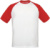 Raglánové kontrastné tričko Base-Ball - B&C, farba - white/red, veľkosť - L