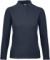 Dámske polo tričko s dlhým rukávom a piké textúrou - ID.001 LSL - B&C, farba - navy, veľkosť - S