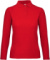 Dámske polo tričko s dlhým rukávom a piké textúrou - ID.001 LSL - B&C, farba - red, veľkosť - XXL