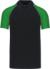 Piqué polokošeľa v baseballovom štýle - Kariban, farba - black/light grey/green, veľkosť - 3XL