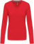 Dámske tričko s výstrihom do V a dlhým rukávom - Kariban, farba - red, veľkosť - 3XL