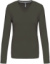 Dámske tričko s výstrihom do V a dlhým rukávom - Kariban, farba - dark khaki, veľkosť - 3XL