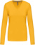 Dámske tričko s výstrihom do V a dlhým rukávom - Kariban, farba - yellow, veľkosť - 3XL