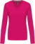 Dámske tričko s výstrihom do V a dlhým rukávom - Kariban, farba - fuchsia, veľkosť - XL