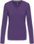 Dámske tričko s výstrihom do V a dlhým rukávom - Kariban, farba - purple, veľkosť - L