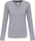 Dámske tričko s výstrihom do V a dlhým rukávom - Kariban, farba - oxford grey, veľkosť - M
