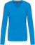 Dámske tričko s výstrihom do V a dlhým rukávom - Kariban, farba - tropical blue, veľkosť - XXL
