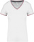 Dámske piké tričko s V-výstrihom - Kariban, farba - white/navy/red, veľkosť - L