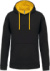 Kontrastná mikina s kapucňou - Kariban, farba - black/yellow, veľkosť - XL
