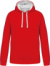Kontrastná mikina s kapucňou - Kariban, farba - red/white, veľkosť - L