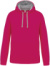Kontrastná mikina s kapucňou - Kariban, farba - fuchsia/fine grey, veľkosť - XXL