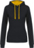 Dámska mikina s kontrastnou kapucňou - Kariban, farba - black/yellow, veľkosť - XS