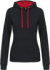Dámska mikina s kontrastnou kapucňou - Kariban, farba - black/red, veľkosť - S