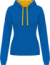 Dámska mikina s kontrastnou kapucňou - Kariban, farba - light royal blue/yellow, veľkosť - M