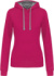 Dámska mikina s kontrastnou kapucňou - Kariban, farba - fuchsia/fine grey, veľkosť - L