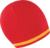 Pletená čiapka s kontrastnými pruhmi - Result, farba - red/yellow, veľkosť - Onesize