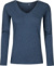 Dámske tričko s výstrihom do V a dlhým rukávom – X.O - Promodoro, farba - heather navy, veľkosť - M