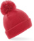 Detská pletená čiapka s brmbolcom „Reflective“ - Beechfield, farba - bright red, veľkosť - Onesize