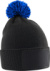 Detská pletená čiapka s brmbolcom "Snowstar" - Beechfield, farba - black/bright royal, veľkosť - Onesize