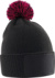 Detská pletená čiapka s brmbolcom "Snowstar" - Beechfield, farba - black/classic red, veľkosť - Onesize