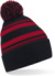 Pletená čiapka s pruhmi "Fan" - Beechfield, farba - black/classic red, veľkosť - Onesize