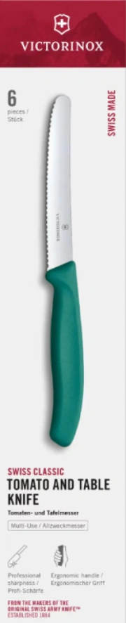 Victorinox Classic 6.7834.6C1 Súprava paradajkových nožov 6-dielna zelená 11cm
