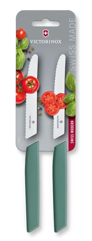 Victorinox Swiss Modern Sada 2 nožov na paradajky a steaky 11 cm - mätová zelená