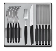 Victorinox Swiss Modern Príborová sada so steakovými nožmi - 12 ks - čierna