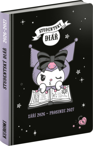 NOTIQUE Študentský diár Kuromi CZ (september 2026 – december 2027), 9,8 x 14,5 cm