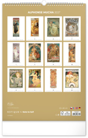 NOTIQUE Nástenný kalendár Alfons Mucha 2027, 33 x 46 cm